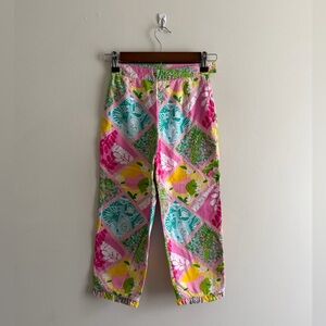 Lilly Pulitzer Patchwork Print Cropped Citrus Shell Floral Girls Pants (Size 8)